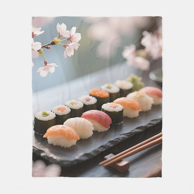 Sushi fatte Körsbärsblomning Fleecefilt (Framsidan)