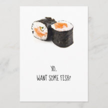 Sushi-festinbjudan, rolig humor-middagsfisk