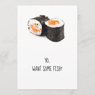Sushi-festinbjudan, rolig humor-middagsfisk inbjudningar