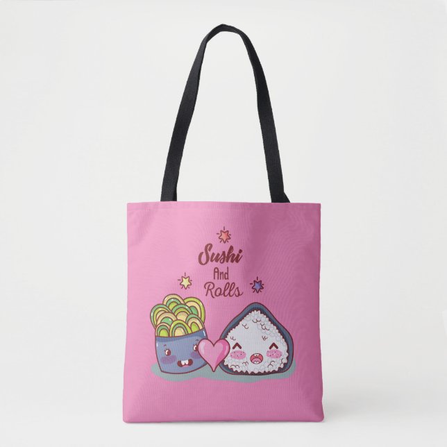 Sushi Find Rolls Kawaii Sushi tote bag Tygkasse (Framsida)