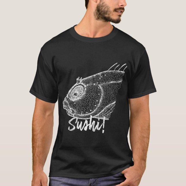 Sushi! Fiskhuvud T Shirt (Framsida)