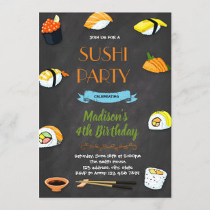 Sushi födelsedagsfest inbjudan