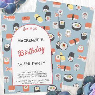 Sushi Födelsedagsfest Inbjudningar