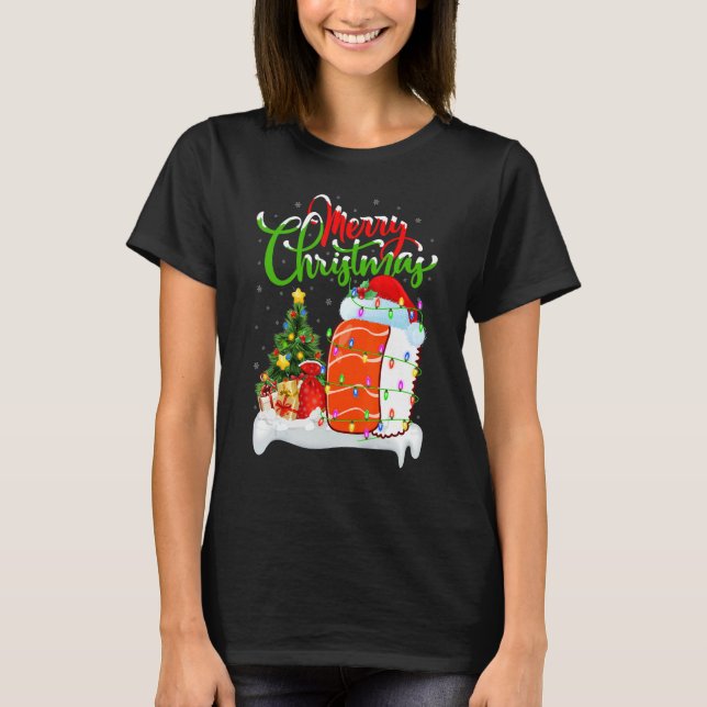 Sushi Food   Xmas Decorations Santa Sushi Christma T Shirt (Framsida)