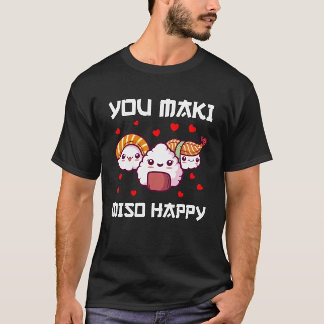 Sushi för manar Miso Maki Japan Wasabi Nigiri Fish T Shirt (Framsida)