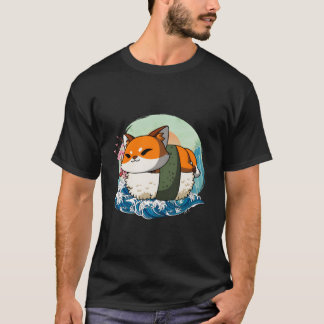 Sushi Fox Japanska Stora Vågen Kanagawa T Shirt