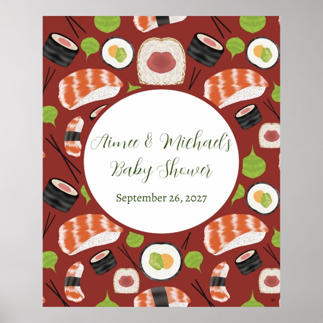 Sushi Gender Neutral Baby Shower Poster (Framsidan)