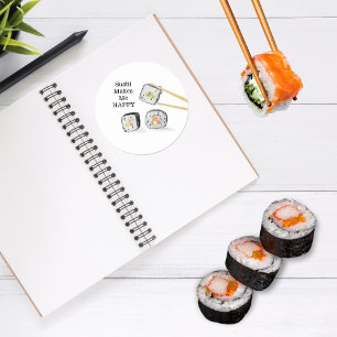 Sushi Gör Mig Glad Sushi Rullar Teckning Runt Klistermärke
