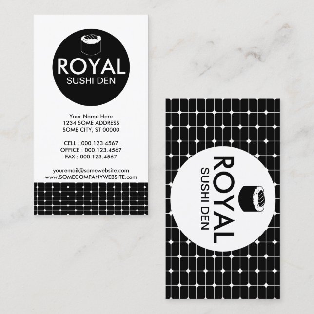 Sushi grids visitkort (Fram/baksida)