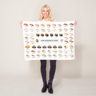Sushi Guide Blanket – Japanese Food Chart Throw Fleecefilt