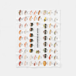 Sushi Guide Blanket – Japanese Food Chart Throw Fleecefilt