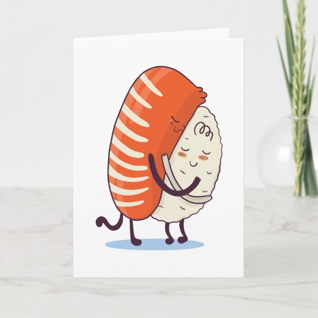 Sushi Hug Cute Kawaii japanska Kort (Framsida)