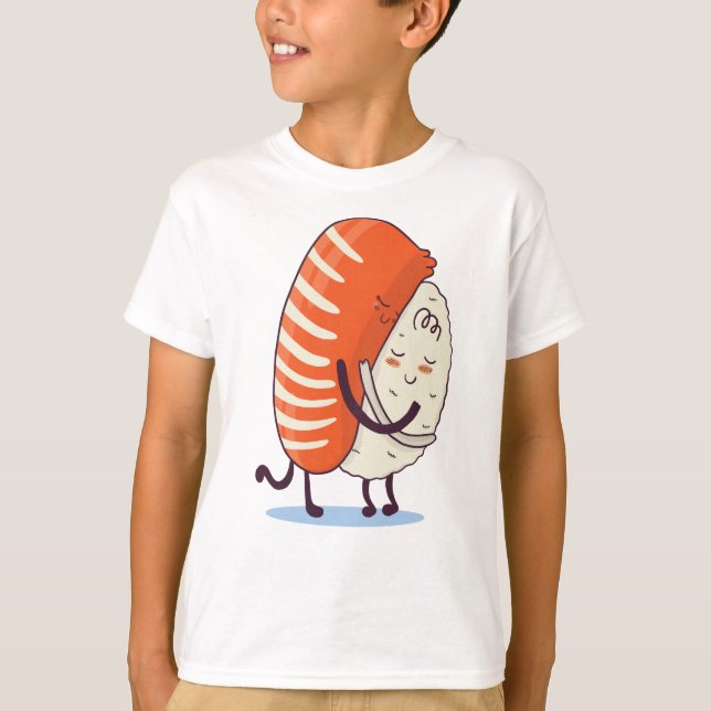 Sushi Hug Cute Kawaii japanska T Shirt (Framsida)