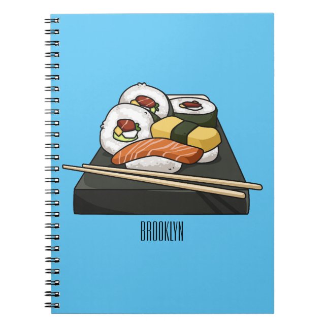 Sushi-illustration av tecknad anteckningsbok (Framsidan)