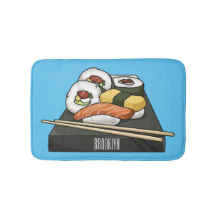 Sushi-illustration av tecknad badrumsmatta