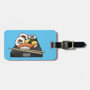 Sushi-illustration av tecknad bagagebricka