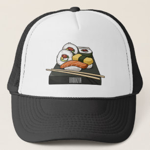 Sushi-illustration av tecknad keps