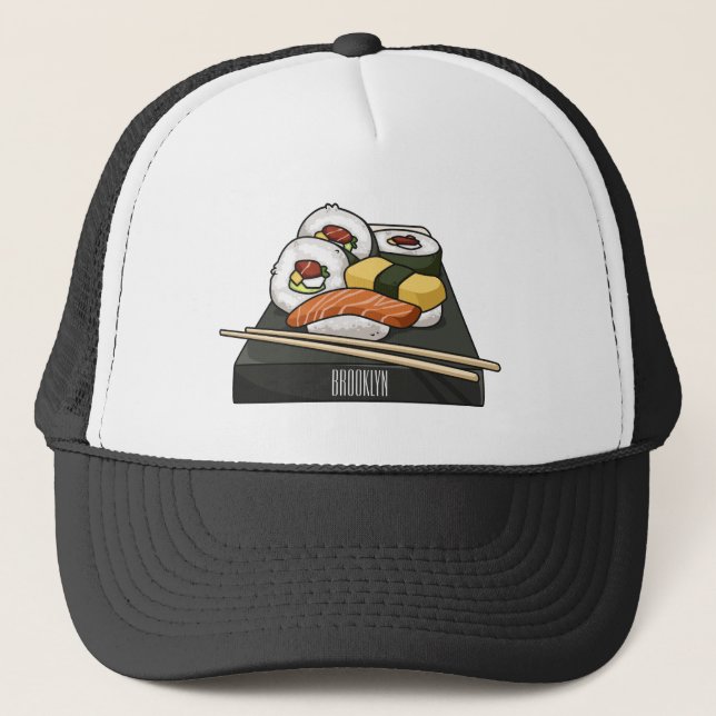 Sushi-illustration av tecknad keps (Framsida)