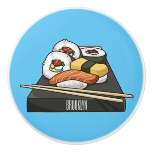 Sushi-illustration av tecknad knopp