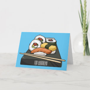 Sushi-illustration av tecknad kort