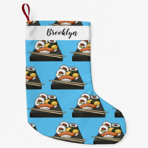 Sushi-illustration av tecknad liten julstrumpa