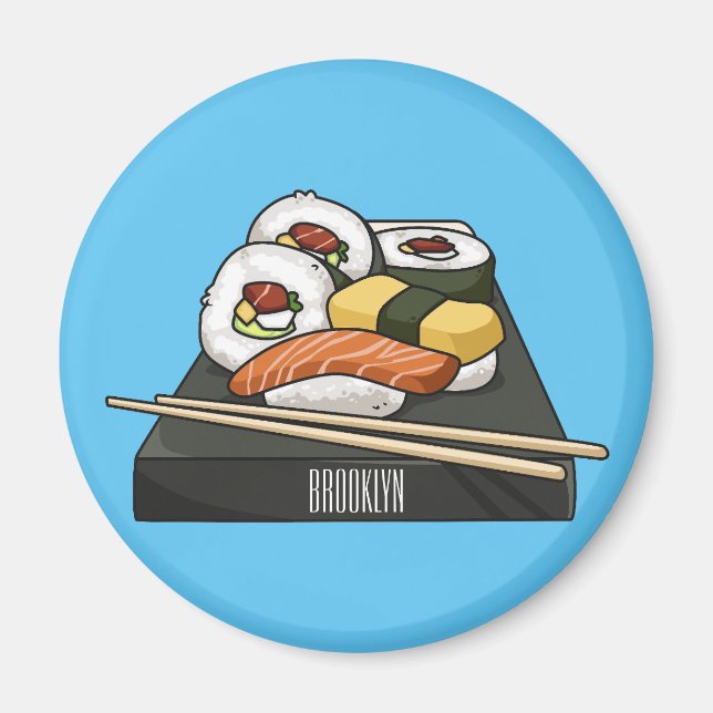 Sushi-illustration av tecknad magnet (Framsidan)