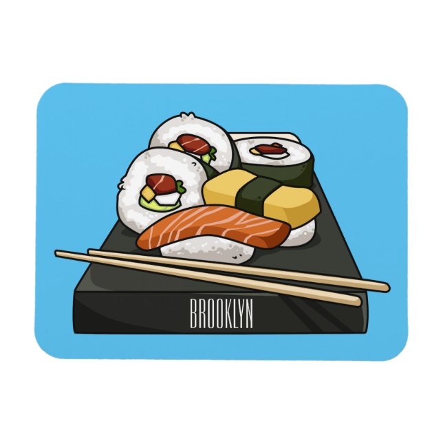 Sushi-illustration av tecknad magnet (Horisontell)