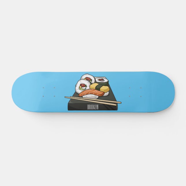 Sushi-illustration av tecknad mini skateboard bräda 18,5 cm (Horz)