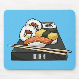 Sushi-illustration av tecknad musmatta