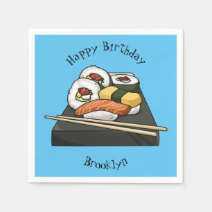 Sushi-illustration av tecknad pappersservett