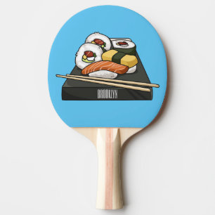 Sushi-illustration av tecknad pingisracket