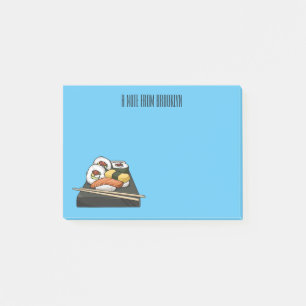 Sushi-illustration av tecknad post-it block