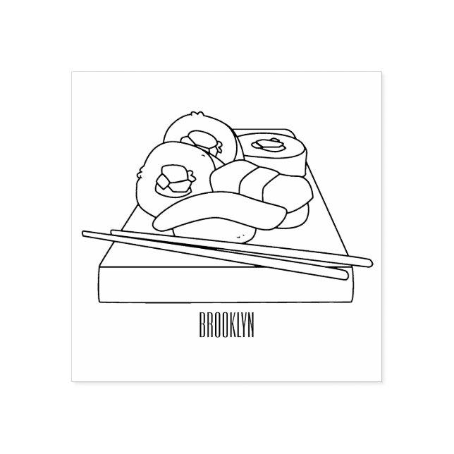 Sushi-illustration av tecknad stämpel (Tryck)