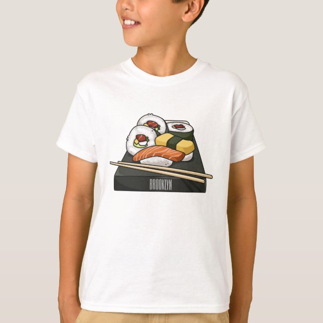 Sushi-illustration av tecknad t shirt (Framsida)