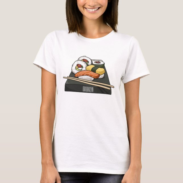 Sushi-illustration av tecknad t shirt (Framsida)