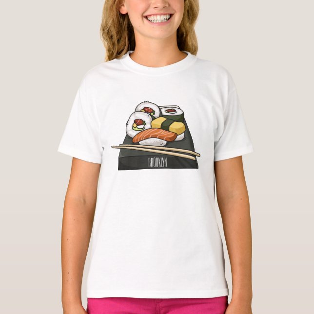 Sushi-illustration av tecknad t shirt (Framsida)