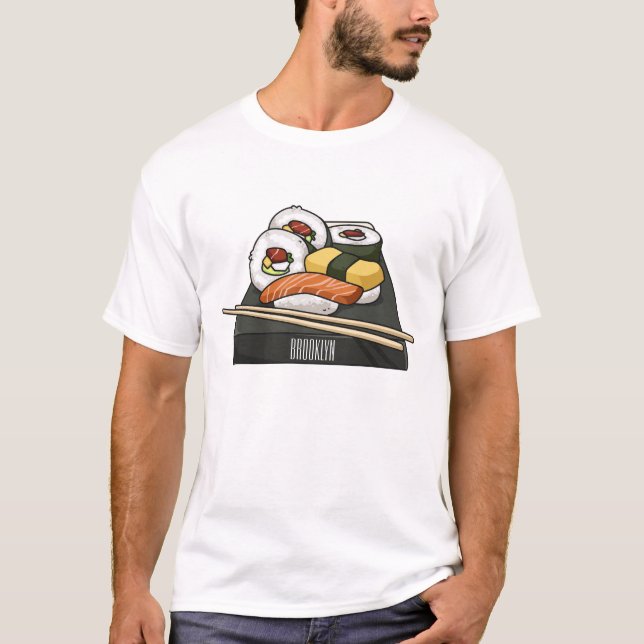 Sushi-illustration av tecknad t shirt (Framsida)