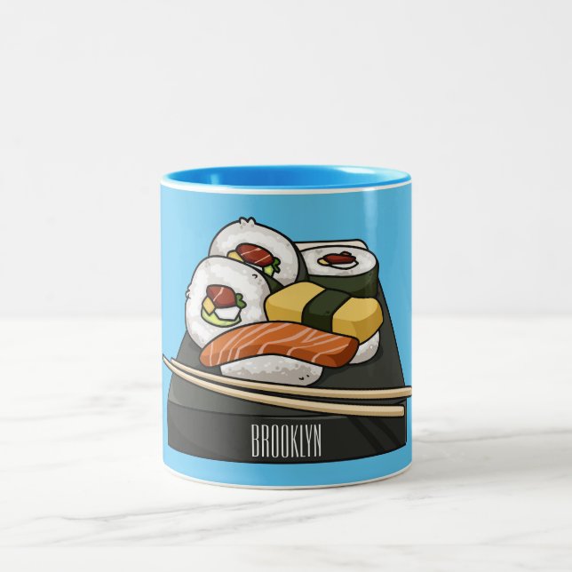 Sushi-illustration av tecknad Två-Tonad mugg (Center)