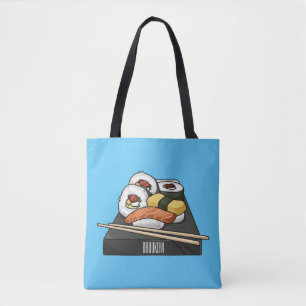 Sushi-illustration av tecknad tygkasse