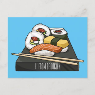 Sushi-illustration av tecknad vykort