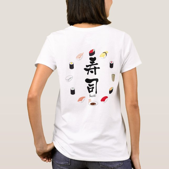 Sushi (japansk calligrafi) t shirt (Baksida)
