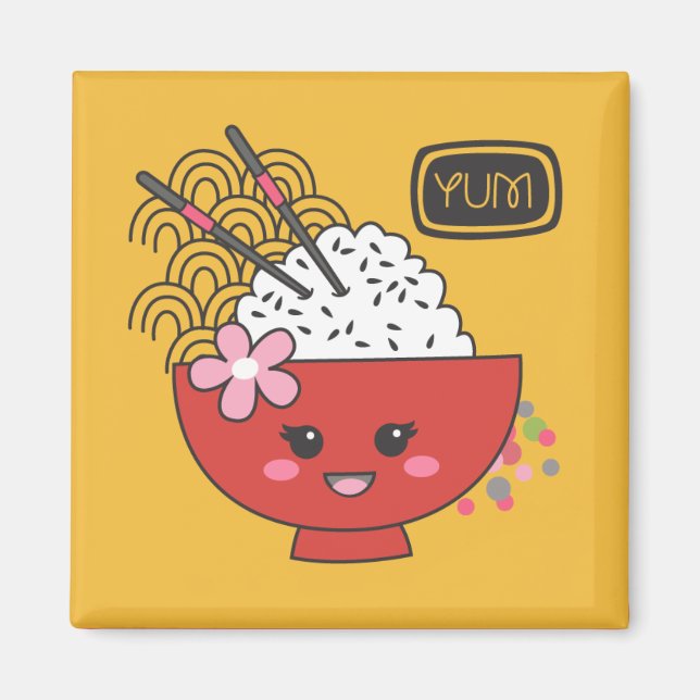 Sushi Japansk Food Cute Ris Bowl Magnet (Framsidan)