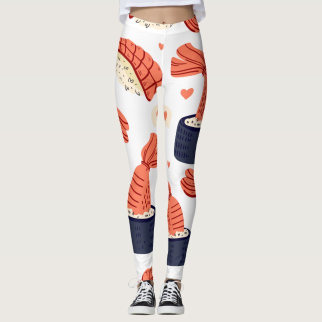 Sushi Japansk Food Seamless Mönster Leggings (Framsida)