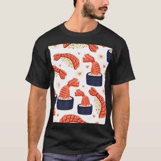 Sushi Japansk Food Seamless Mönster T Shirt