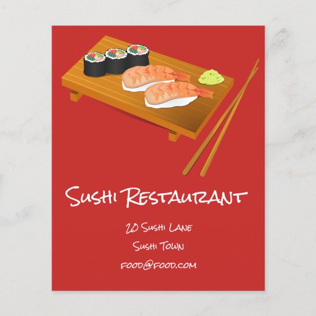 Sushi Japansk livsmedelsrestaurang Flygblad (Framsidan)
