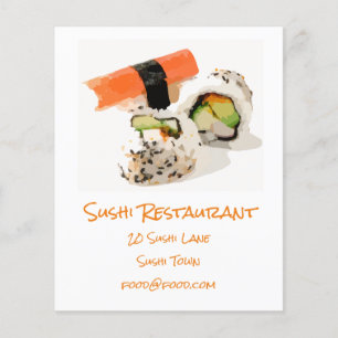 Sushi Japansk modern livsmedelsrestaurang Flygblad
