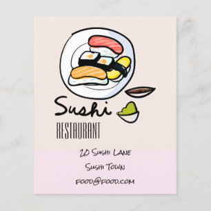 Sushi Japansk modern livsmedelsrestaurang Flygblad