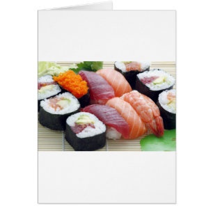 Sushi Japanska Asian Food Raw Sashimi Fresh Roll Hälsningskort