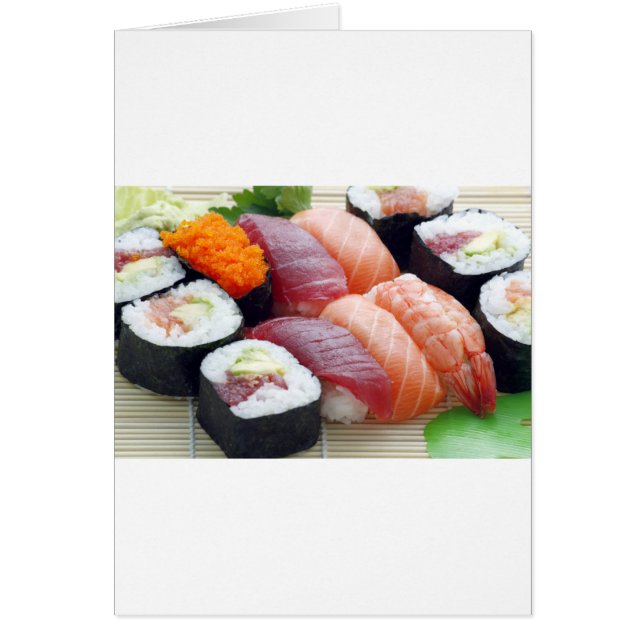 Sushi Japanska Asian Food Raw Sashimi Fresh Roll Hälsningskort (Framsidan)
