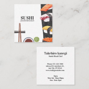 Sushi Japanska Food Affärskort Fyrkantigt Visitkort